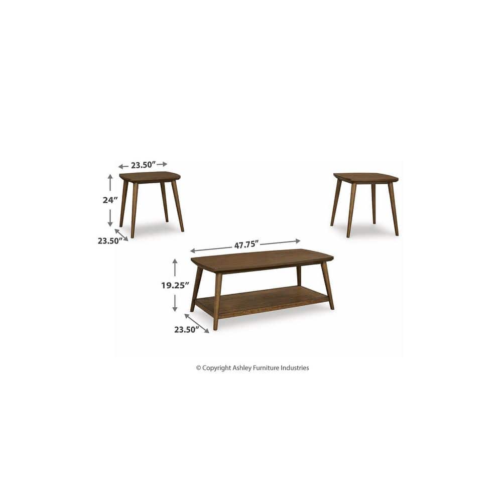 Lyncott Dark Brown Mid-Century Modern Coffee and End Table Set
