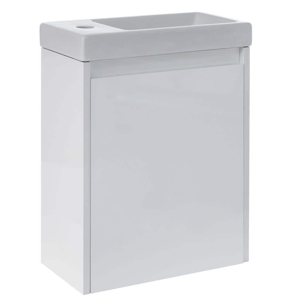 15.94 in. W x 8.66 in. D x 21.3 in. H Bath Vanity Cabinet in White with Whi