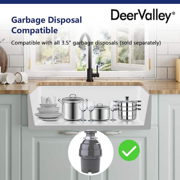 DeerValley DV-1K119 Feast 33 L x 20 W Ceramic Farmhouse Kitchen Sink