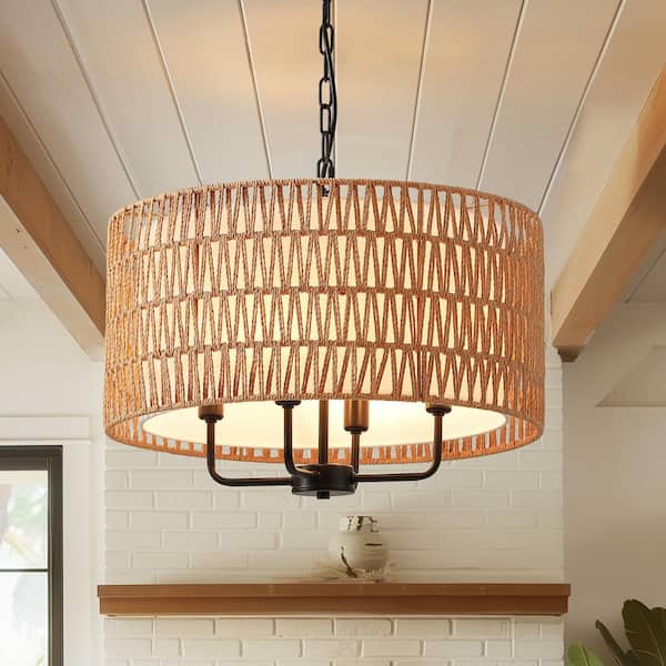 40in. Modern Black Dimmable Wood Frame Rectangular LED Pendant 1-Light Crystal Beaded Chandelier for Dining Room