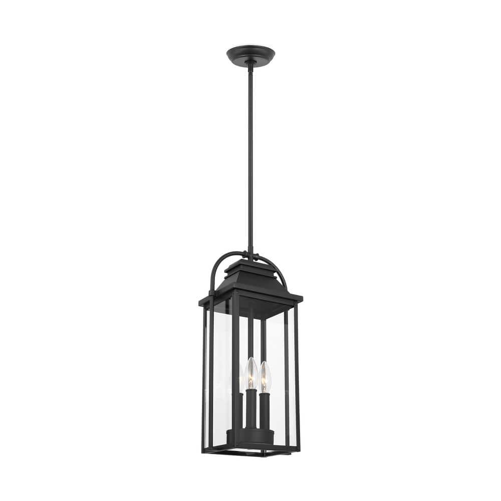 Generation Lighting Wellsworth 3-Light Textured Black Outdoor Pendant ...