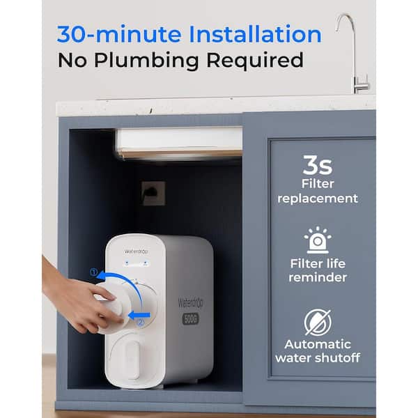Waterdrop G5P500AアルカリミネラルpH+逆浸透式浄水器、NSF/ANSI 372