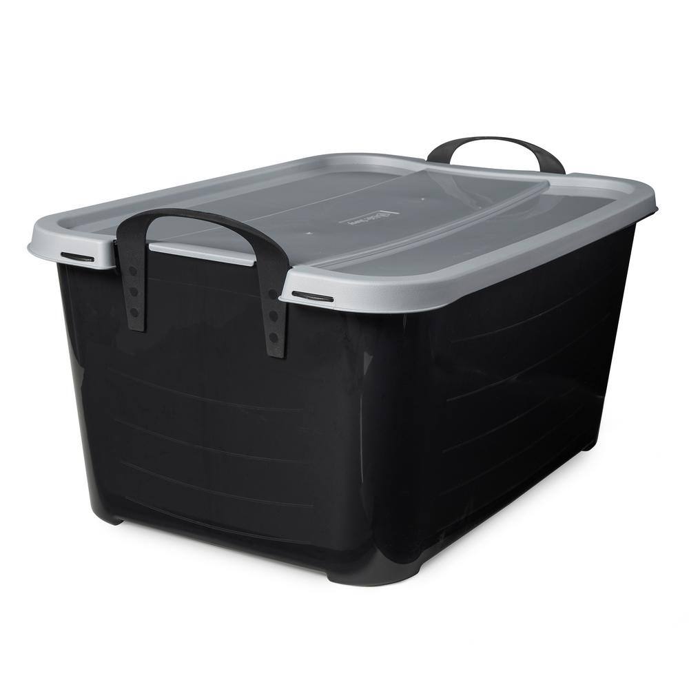 Life Story 55 Quart Black Stackable Lidded Storage Bins, Set of 6