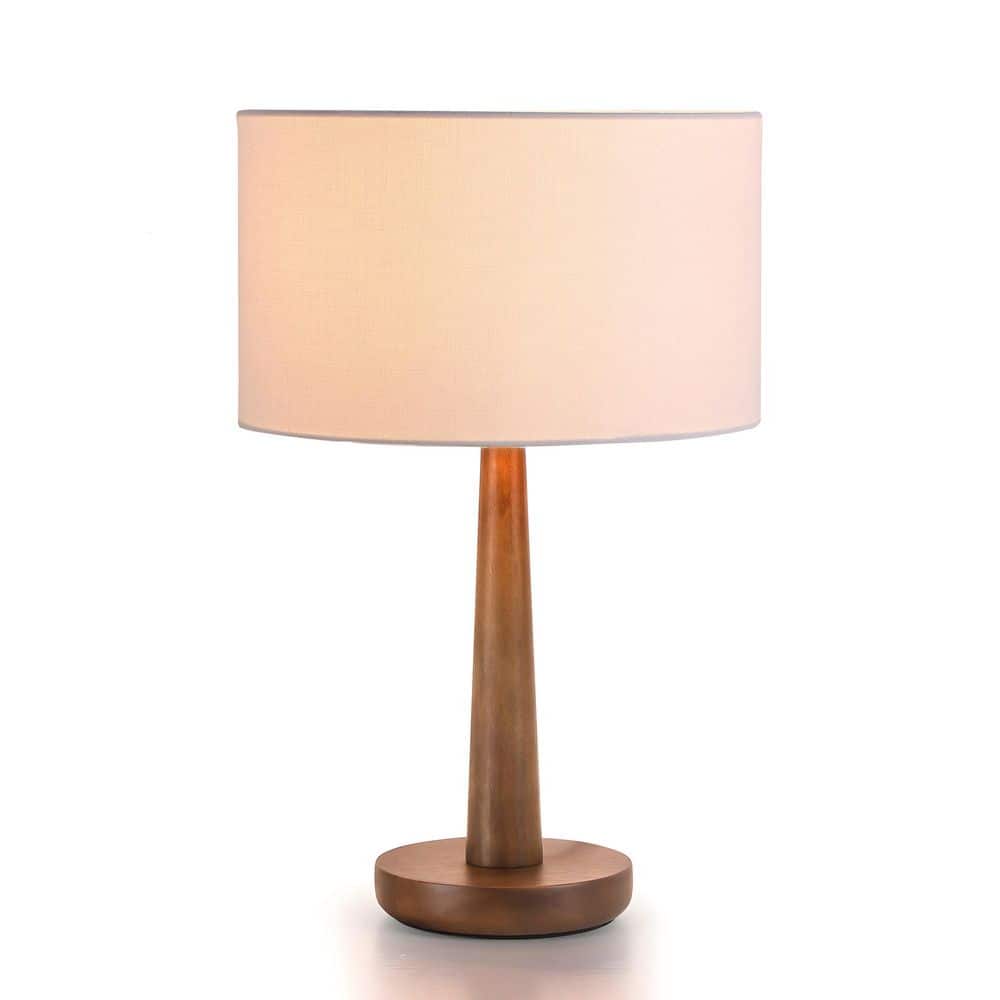 Theo 18.5 in. Walnut Table Lamp with White Round Shade and E26 Bulb Base for Bedside, Office price history on PriceWatchPro