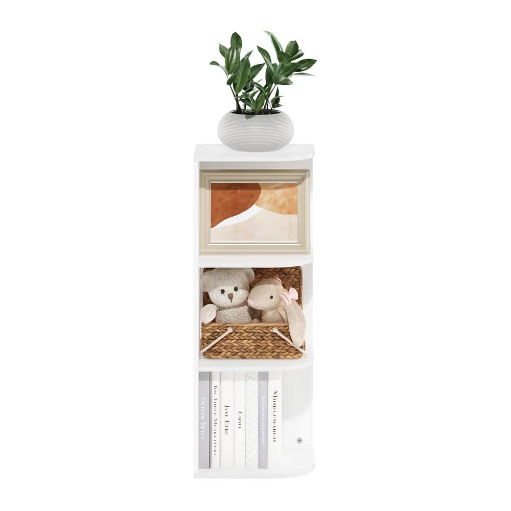 Compact White 3-Tier Corner Stackable Shelf for Small Spaces