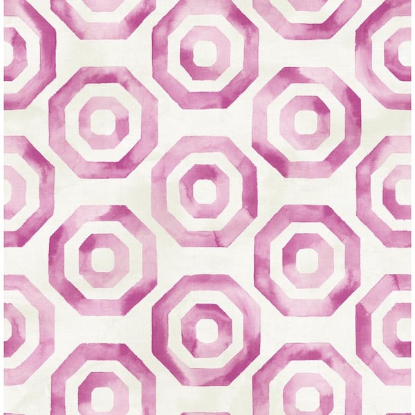Seabrook Designs Faravel Ivory and Orchid Geo Paper Strippable Roll (Covers 56.05 sq. ft.)