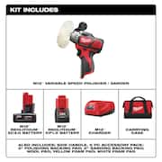 M12 12V Lithium-Ion Cordless Variable Speed Polisher/Sander Kit W/(2) M12 Batteries, Accessories, Charger & Tool Bag