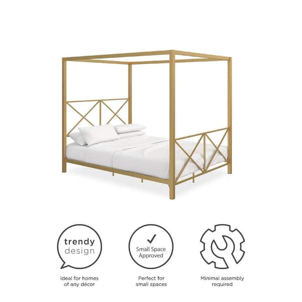 Gold Canopy Bed Queen - Hanaposy
