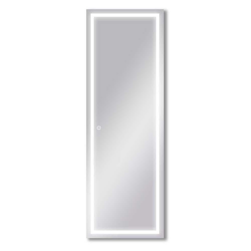 22 in. W x 65 in. H LED Rectangle Frameless Silver Mirror with Dimmable But