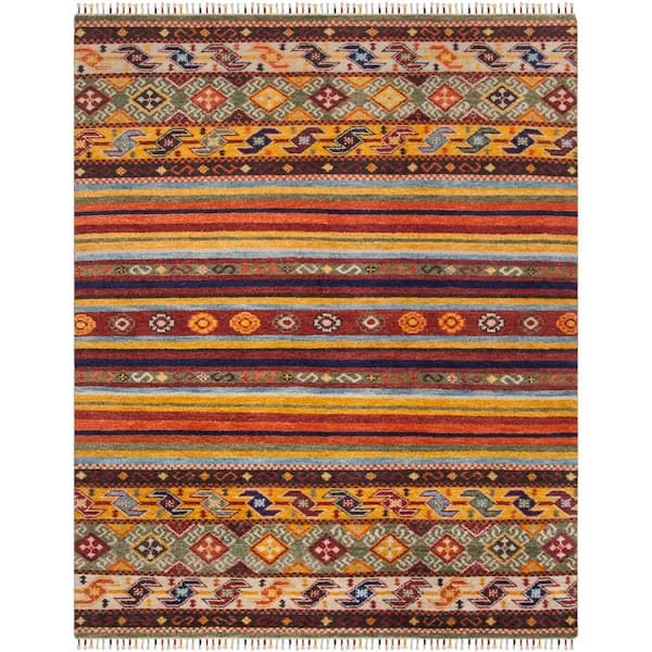 Nomad 9 ft. x 12 ft. Multi Striped Abstract Area Rug