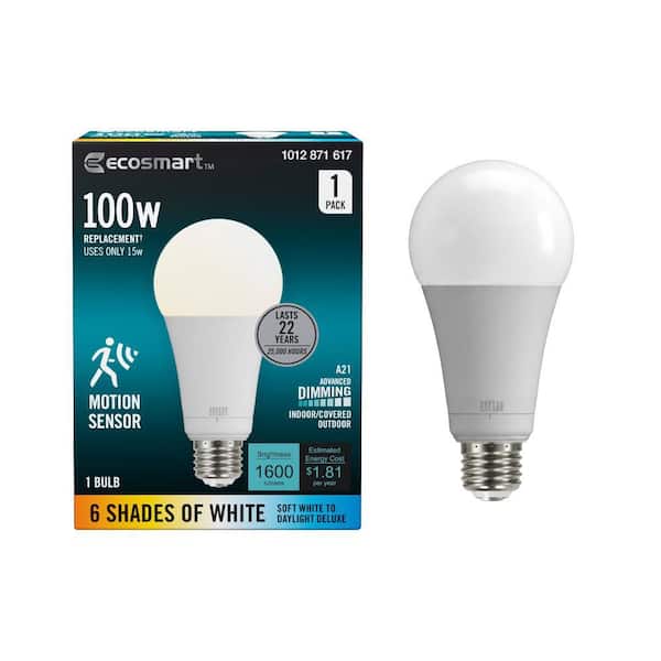100-Watt Equivalent A21 E26 Base Dimmable Motion Sensor LED Light Bulb with Selectable Color Temperature (1-Pack)
