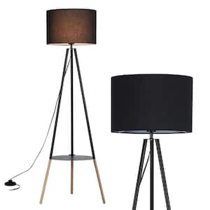 50 in. Black 1-Light Tripod Floor Lamp