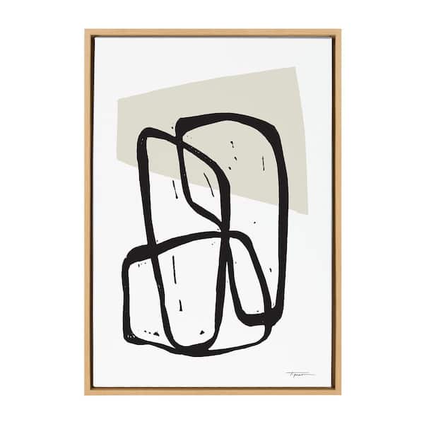 Kate and Laurel Entangled Neutral by Statement Goods Framed Abstract Printed Glass Wall Art Print 33.00 in. x 23.00 in.