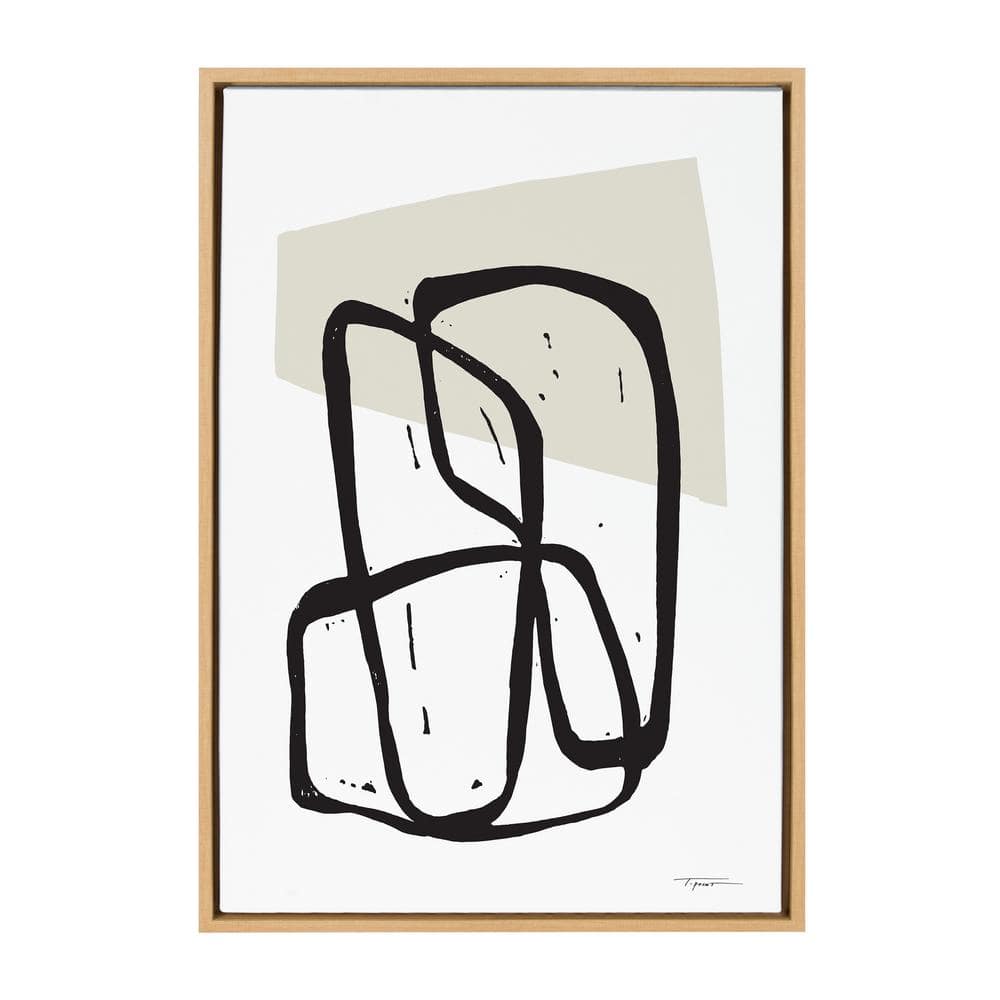 Entangled Neutral Abstract Canvas Print with Natural Frame