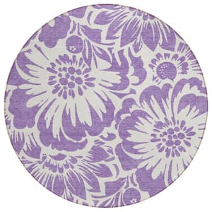 Chantille ACN551 Purple 8 ft. x 8 ft. Round Machine Washable Indoor/Outdoor Geometric Area Rug