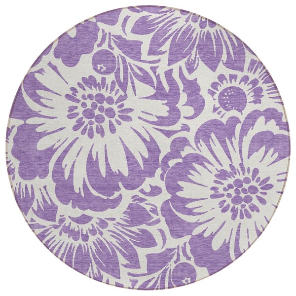 Addison Rugs Chantille ACN551 Purple 8 ft. x 8 ft. Round Machine Washable Indoor/Outdoor Geometric Area Rug