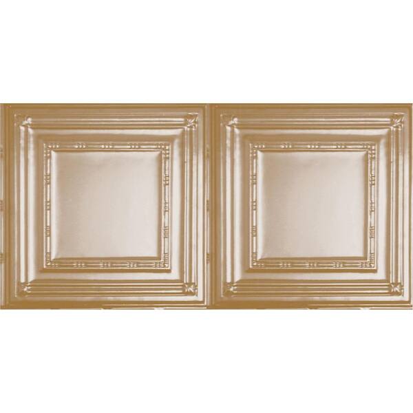 Shanko 2 ft. x 4 ft. Glue Up or Nail Up Tin Ceiling Tile in Satin Brass (24 sq. ft./case)