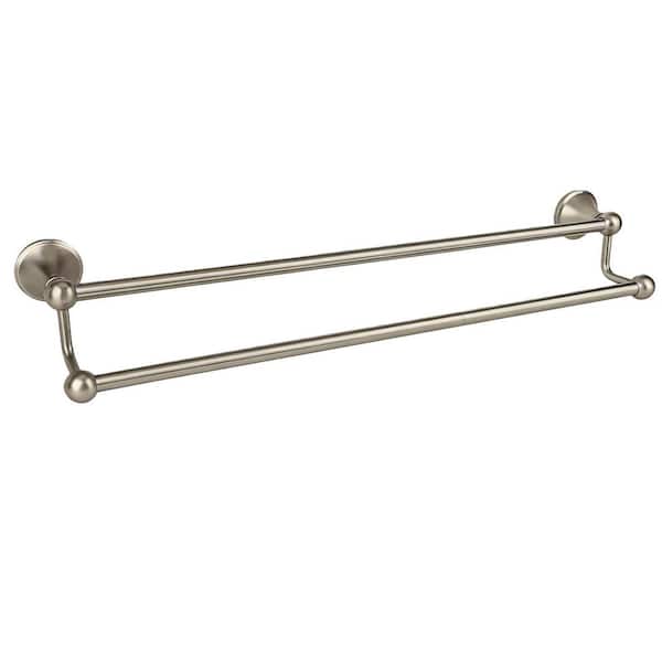24 in. Wall Mounted Double Towel Bar in Brushed Nickel, for Bathroom, Powder Room and Guest Bath Towel Hanging