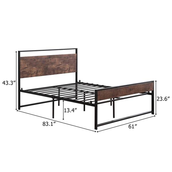 Brown Queen Iron Bed Frame, Black Brown Queen Bed Frame