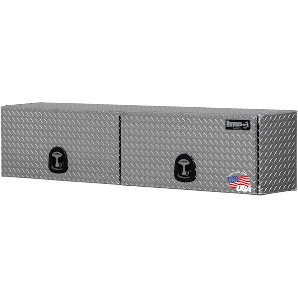 18 in. x 16 in. x 72 in. Diamond Tread Aluminum Top Mount Truck Tool Box with Flip-Up Doors