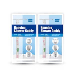 Hanging Mesh Shower Caddy with 7 Pockets in White Color (Set of 2)