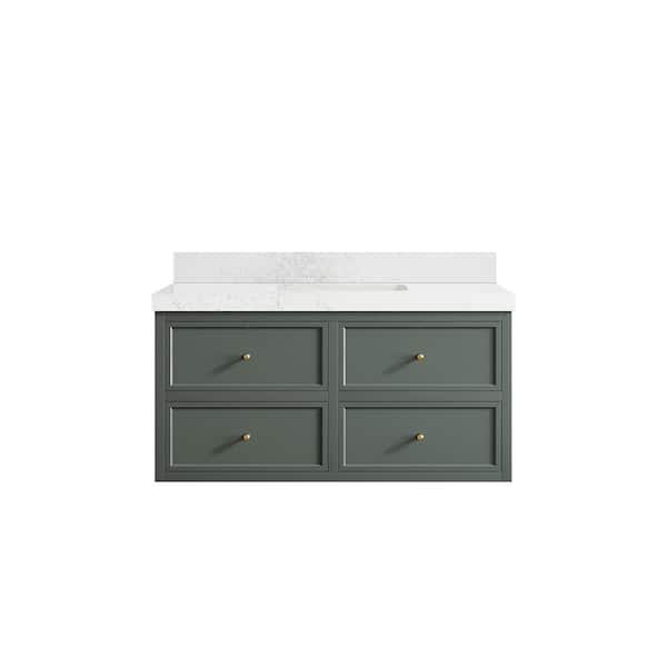 Willow Collections Roswell 42 in. W x 22 in. D x 36 in. H Single Sink Bath Vanity in Pewter Green with 2 in. Empira White qt. Top
