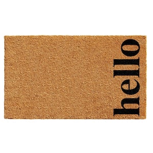 Vertical Hello Natural/Black 24 in. x 36 in. Door Mat