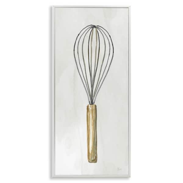 Stupell Industries Rustic Kitchen Whisk by Nan White Framed Food Giclee Art Print 30 in. x 13 in.