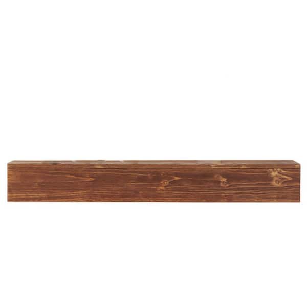 Unbranded Hot Seller Rustic Light Brown 60 in. Solid Wood Decorative Rectangular Wall-Mounted Fireplace Mantel Shelf-1 Piece
