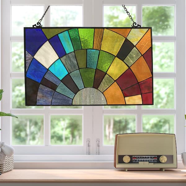 River of Goods Multi Stained Glass Rays of Sunshine Window Panel