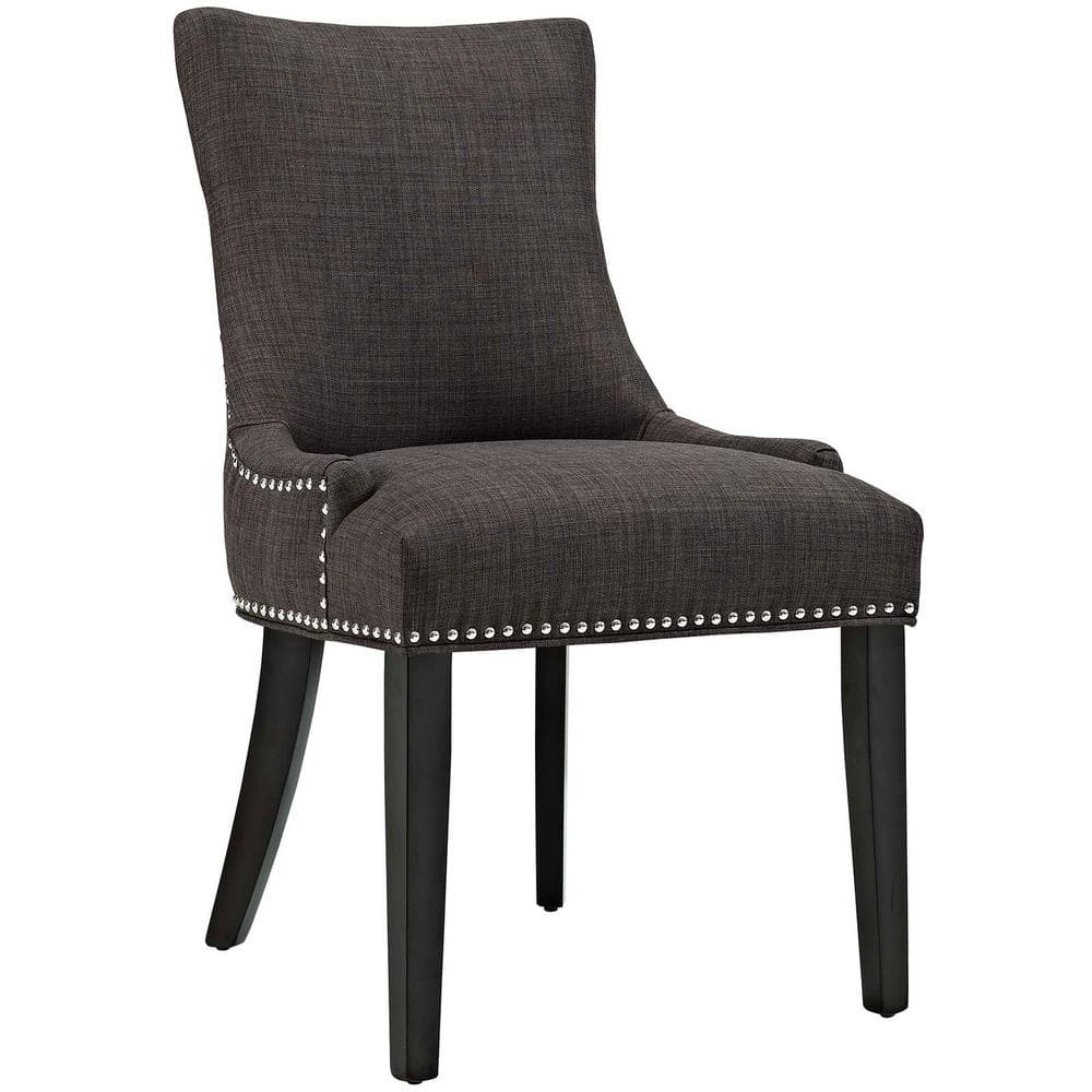 Regal Hourglass Brown Leather Parsons Side Chair with Nailhead Trim