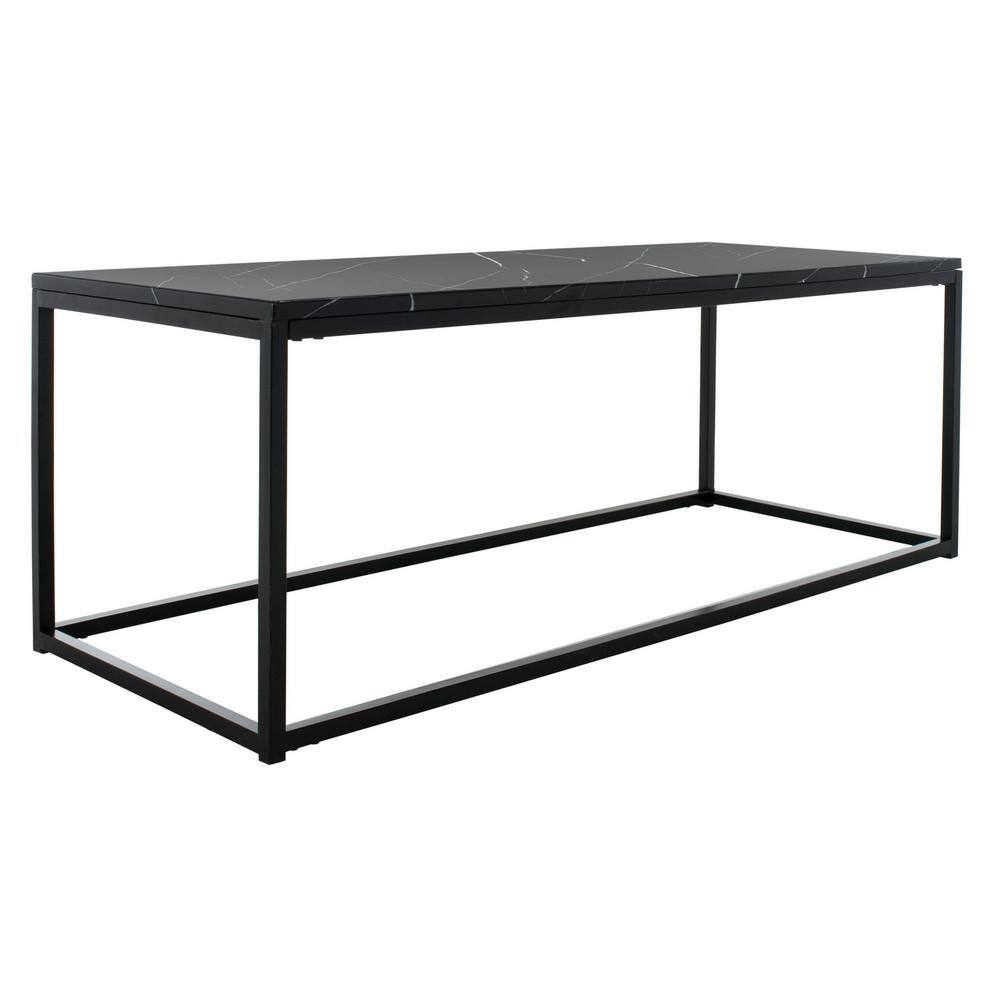 Baize Black Marble and Metal Rectangular Coffee Table