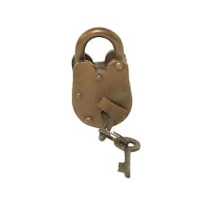 Bronze Metal Studded Lock And Key with Distressed Details