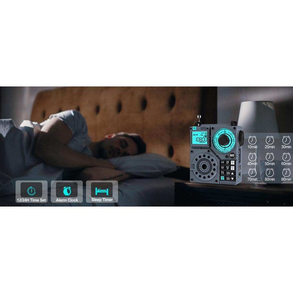 Portable Gray Multi-Band Shortwave Radio with Bluetooth and App Control