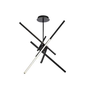 Parallax 29 in. Integrated LED Black Multi-Linear Pendant