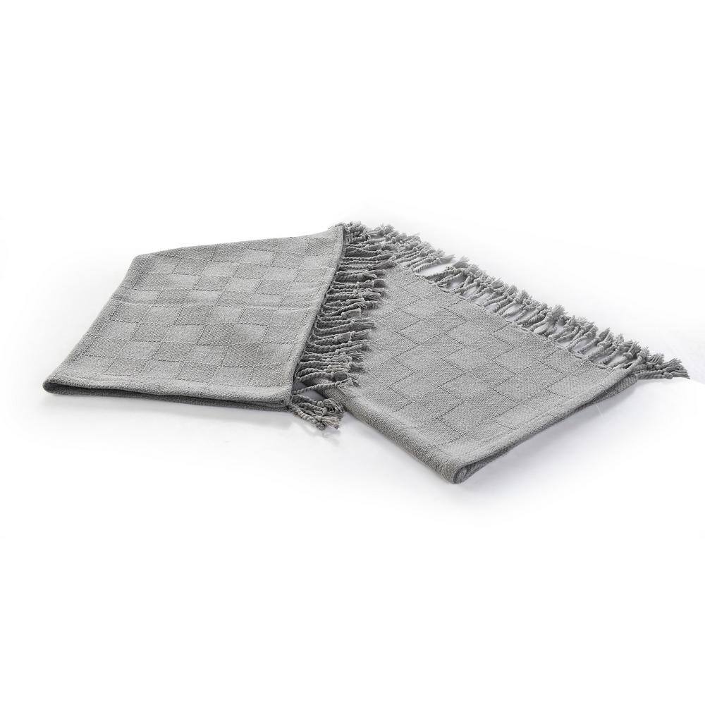 Heather Madiera Luxurious Cotton Throw, 60" x 50", Light Gray