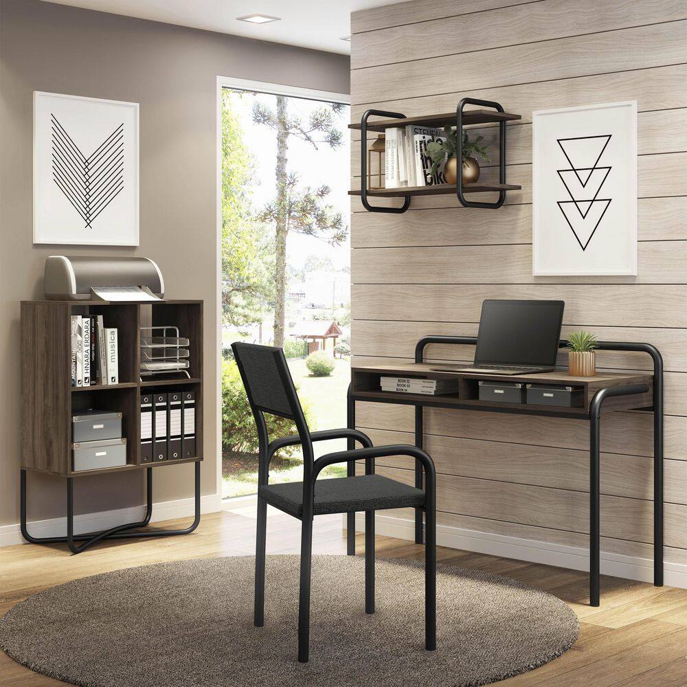 Black Armless Office Chair with Metal Frame