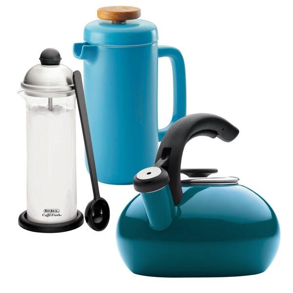 BonJour 3-Piece Coffee French Press, Aqua