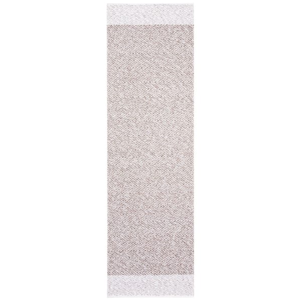 Nantucket 2 ft. x 8 ft. Ivory/Taupe Herringbone Marle Runner Rug