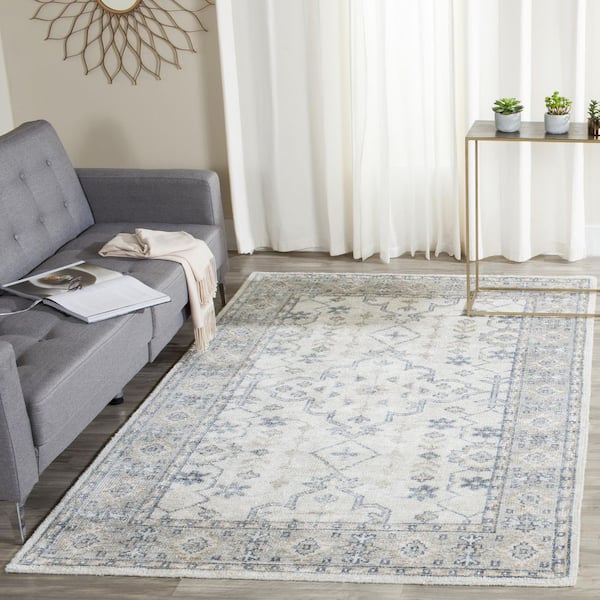 Maharaja 5 ft. x 8 ft. Ivory/Blue Transitional Tribal Medallion Area Rug