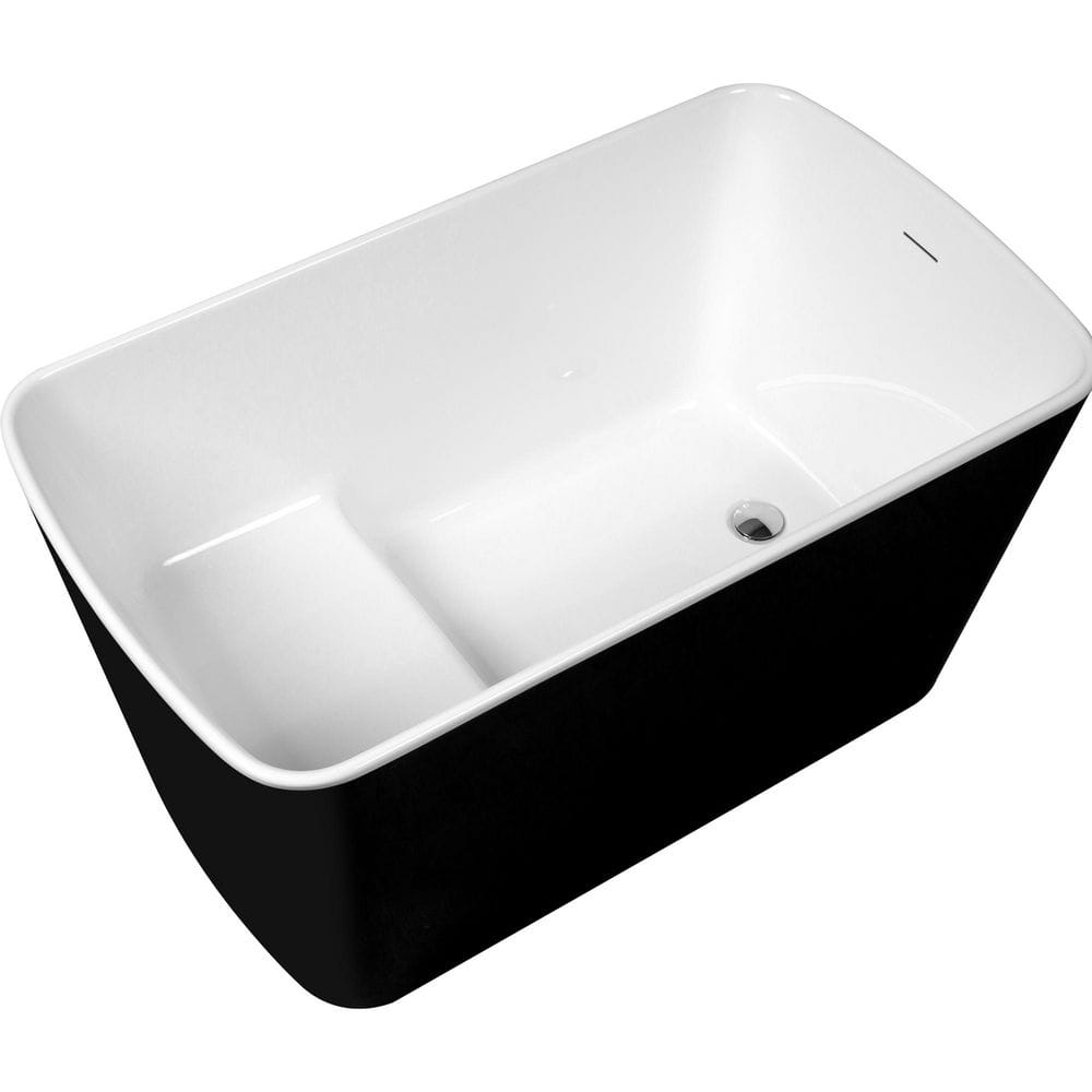 49.02 in. x 27.95 in. Acrylic Soaking Freestanding Bathtub with Sit-in Design with Chrome Overflow in Black price history on PriceWatchPro