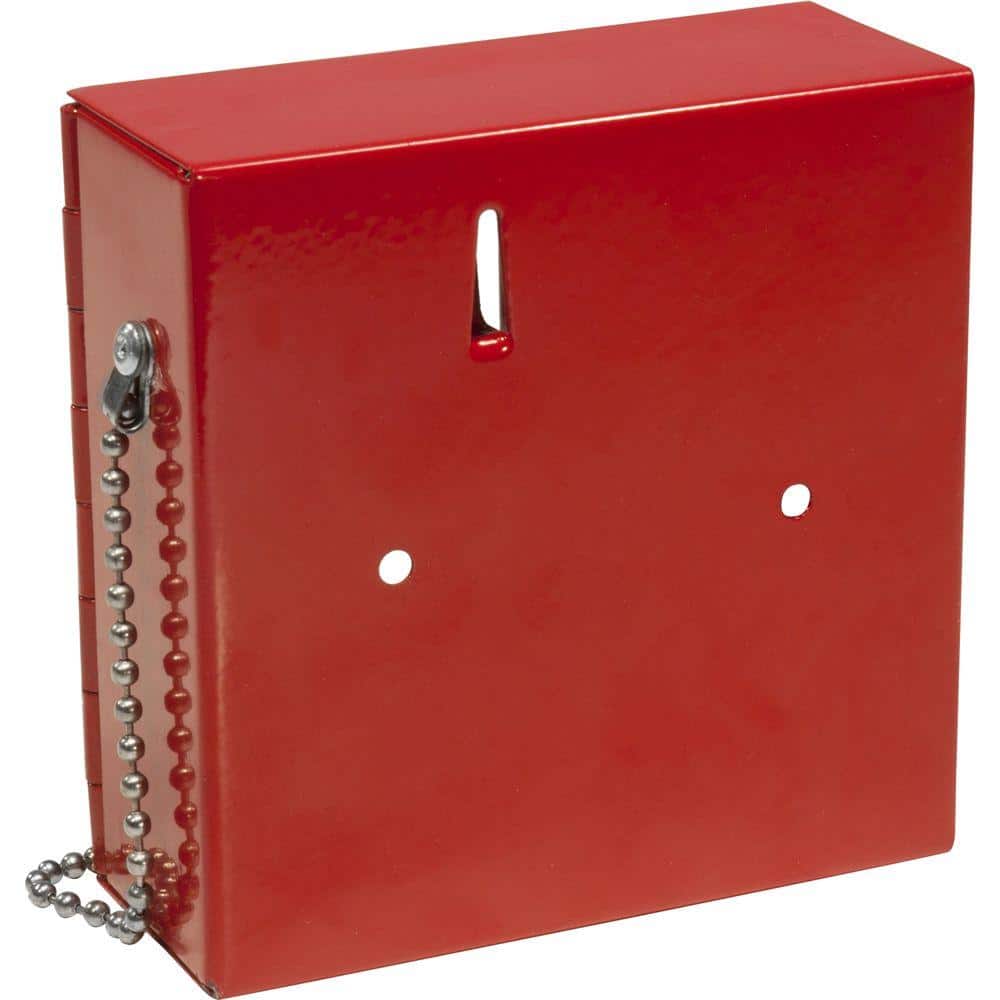 Bright Red Glass and Steel Emergency Key Lock Box