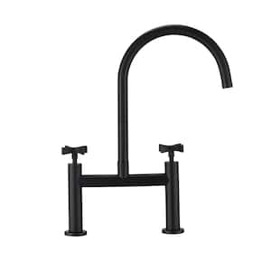 Double Handle Pull Down Sprayer Kitchen Faucet in Matte Black