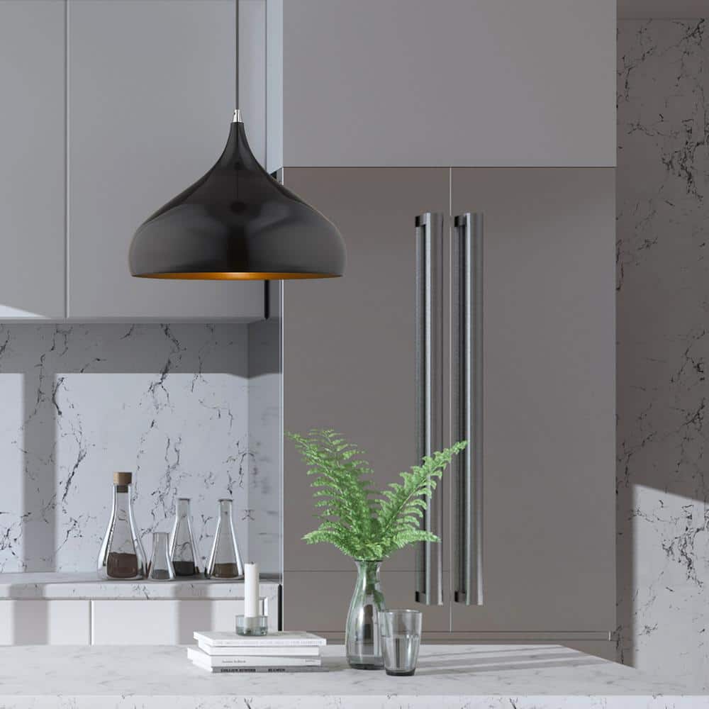 Shiny Black and Gold Mini Pendant Light