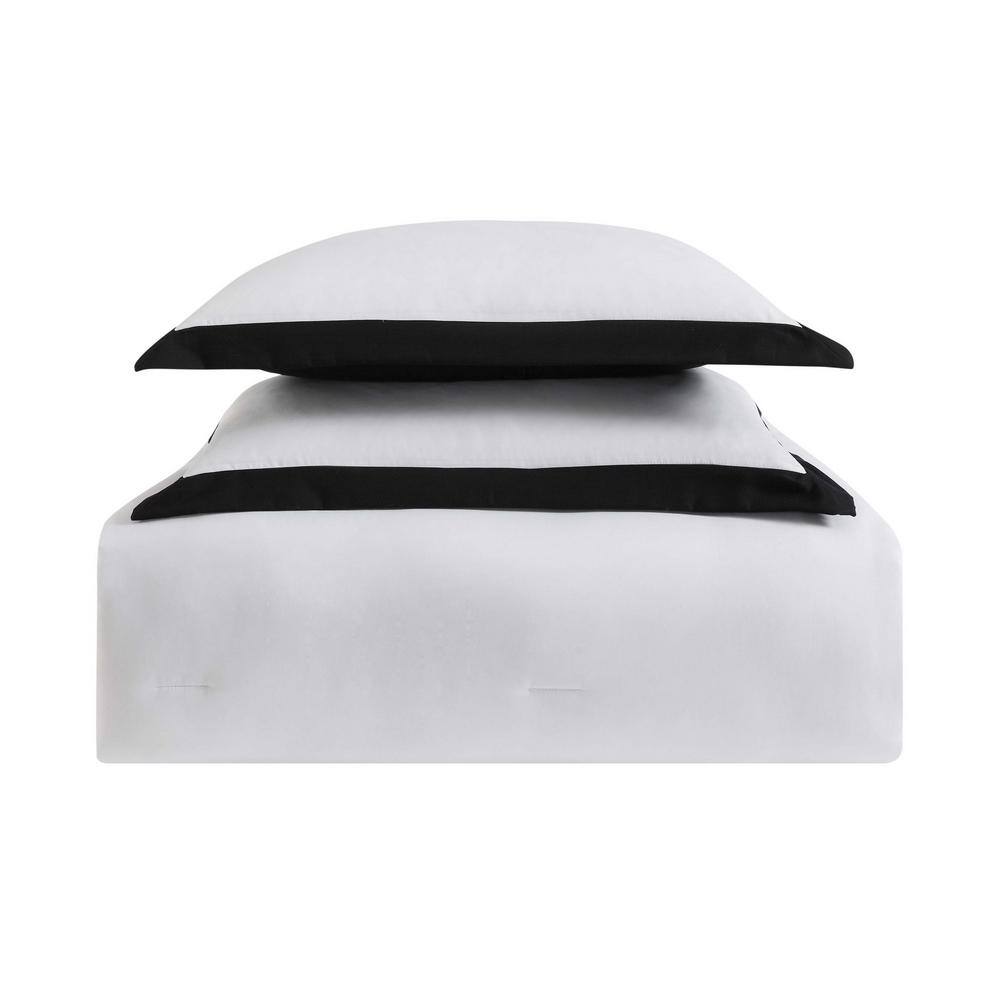 White and Black Microfiber Reversible Full Bed Set
