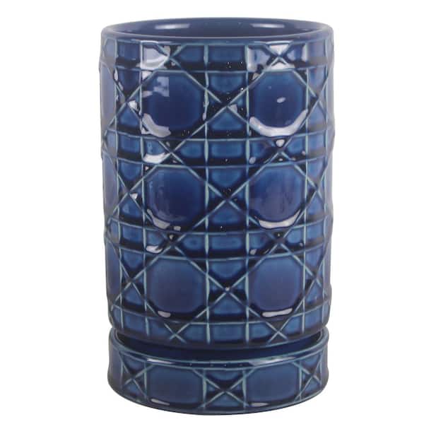 Trendspot 6 in. Dia Cobalt Blue Carlysle Cylinder Ceramic Planter