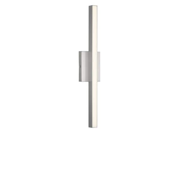 Marque 24 in. W x 4.5 in. H Brushed Nickel Modern LED Dimmable Bathroom Vanity Light with White Acrylic Shade