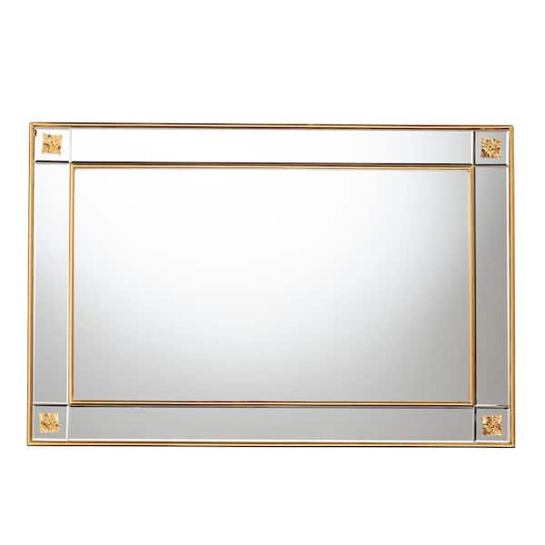 Baxton Studio Iara Glam 28 in. W x 42 in. H Gold Rectangle Framed