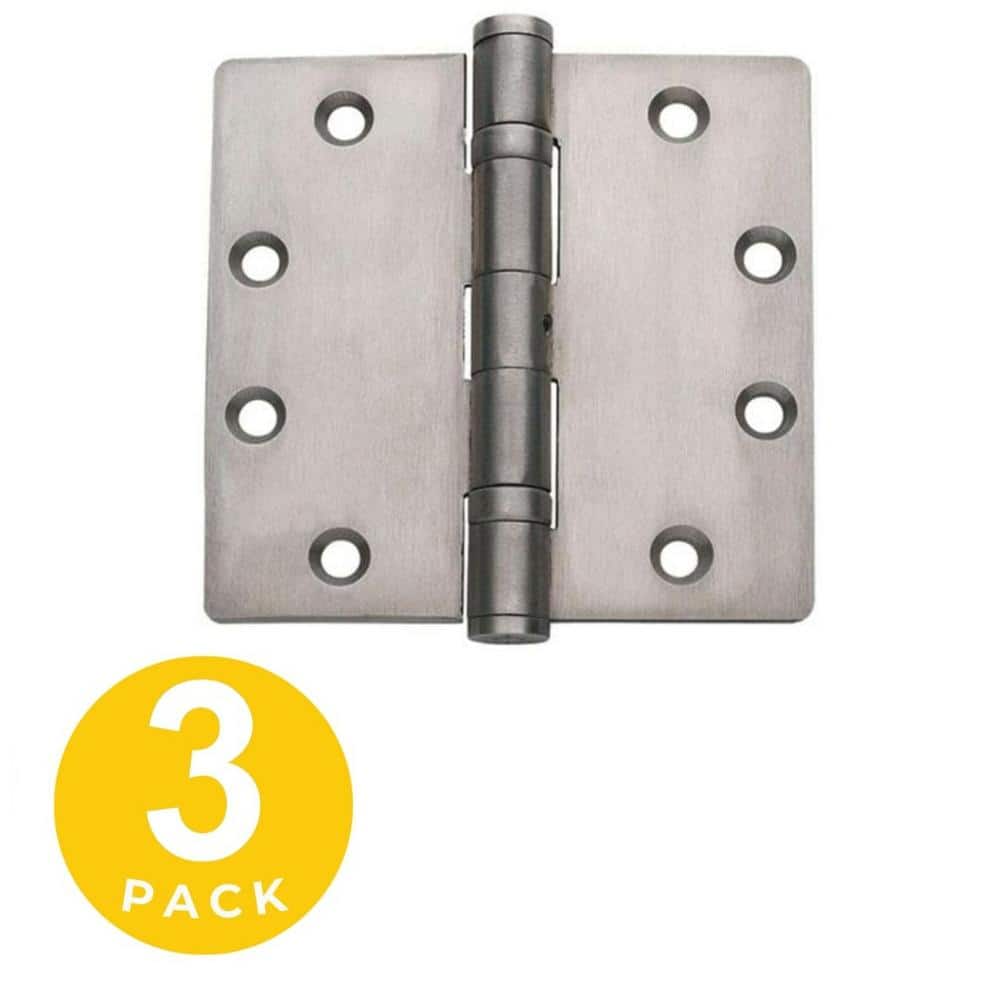 Global Door Controls 4.5 in. x 4 in. Stainless Steel Ball Bearing  Non-Removable Pin With 5/32 in. Radius Hinge - Set of 3 CS4540BRNRP32D3 -  The Home Depot