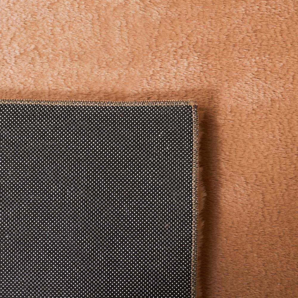 Brown Faux Rabbit Fur 6' x 9' Washable Area Rug